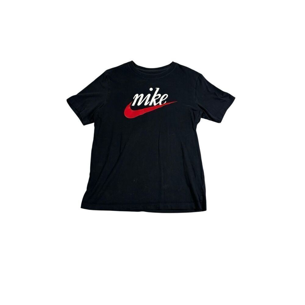 Nike Script Logo Tee Men M Black Short Sleeve Cotton